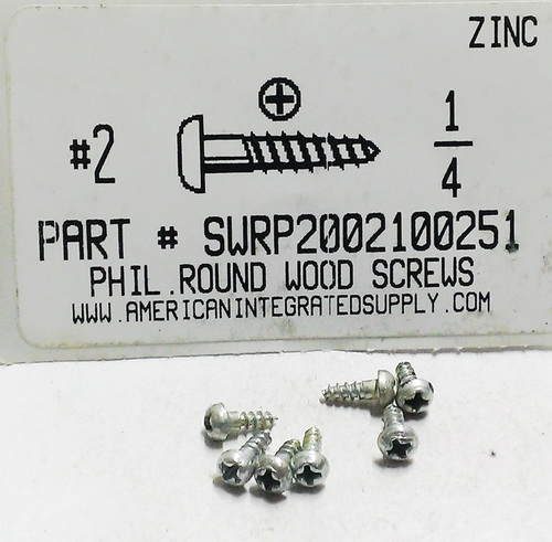 #2X1/4 ROUND HEAD PHILLIPS WOOD SCREW STEEL ZINC PLATED