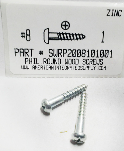 #8X1 ROUND HEAD PHILLIPS WOOD SCREW STEEL ZINC PLATED