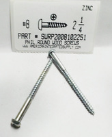 #8X2-1/4 ROUND HEAD PHILLIPS WOOD SCREW STEEL ZINC PLATED