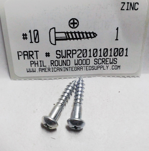 #10X1 ROUND HEAD PHILLIPS WOOD SCREW STEEL ZINC PLATED (DISCONTINUED)