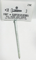 #10X3 ROUND HEAD PHILLIPS WOOD SCREW STEEL ZINC PLATED