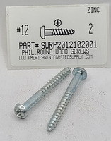 #12X2 ROUND HEAD PHILLIPS WOOD SCREW STEEL ZINC PLATED