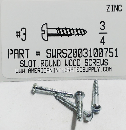 #3X3/4 ROUND HEAD SLOTTED WOOD SCREW ZINC PLATED