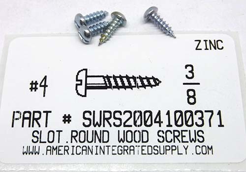 #4X3/8 ROUND HEAD SLOTTED WOOD SCREW STEEL ZINC PLATED