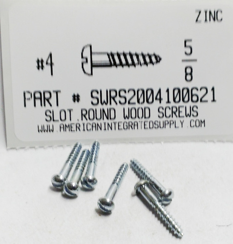 #4X5/8 ROUND HEAD SLOTTED WOOD SCREW STEEL ZINC PLATED