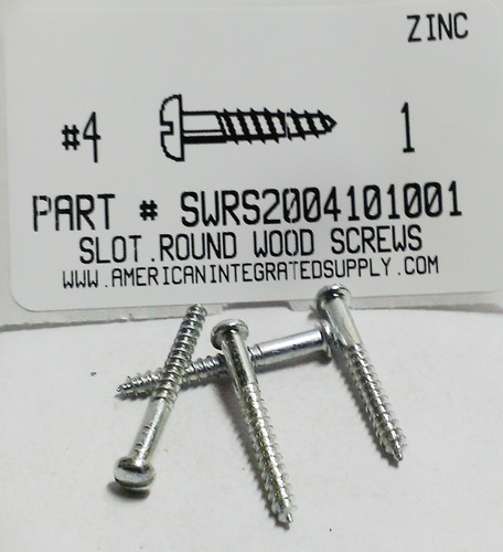 #4X1 ROUND HEAD SLOTTED WOOD SCREW STEEL ZINC PLATED