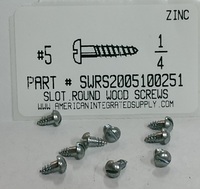 #5X1/4 ROUND HEAD SLOTTED WOOD SCREW STEEL ZINC PLATED