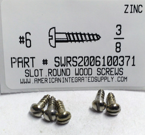 #6X3/8 ROUND HEAD SLOTTED WOOD SCREW STEEL ZINC PLATED