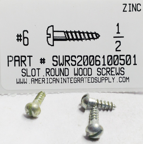 #6X1/2 ROUND HEAD SLOTTED WOOD SCREW STEEL ZINC PLATED (DISCONTINUED)