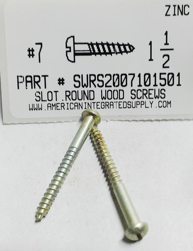 #7X1-1/2 ROUND HEAD SLOTTED WOOD SCREW STEEL ZINC PLATED