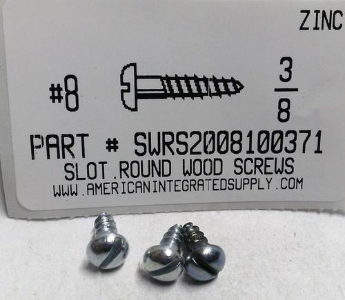 #8X3/8 ROUND HEAD SLOTTED WOOD SCREW STEEL ZINC PLATED (DISCONTINUED)