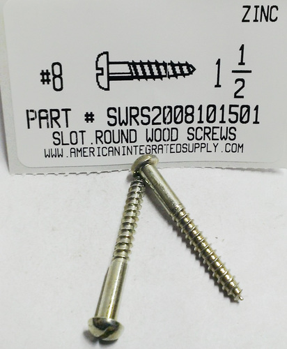 #8X1-1/2 ROUND HEAD SLOTTED WOOD SCREW STEEL ZINC PLATED