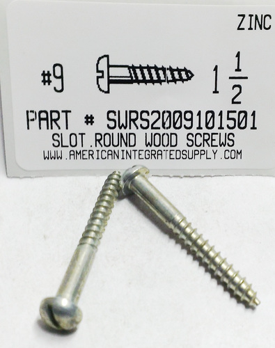 #9X1-1/2 ROUND HEAD SLOTTED WOOD SCREW STEEL ZINC PLATED