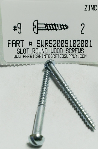 #9X2 ROUND HEAD SLOTTED WOOD SCREW STEEL ZINC PLATED