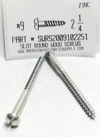 #9X2-1/4 ROUND HEAD SLOTTED WOOD SCREW STEEL ZINC PLATED