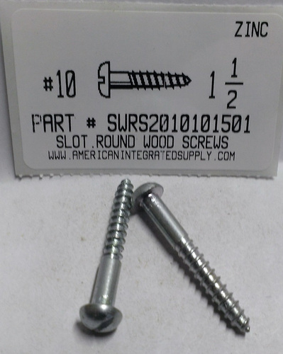 #10X1-1/2 ROUND HEAD SLOTTED WOOD SCREW STEEL ZINC PLATED