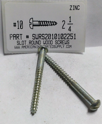 #10X2-1/4 ROUND HEAD SLOTTED WOOD SCREW STEEL ZINC PLATED