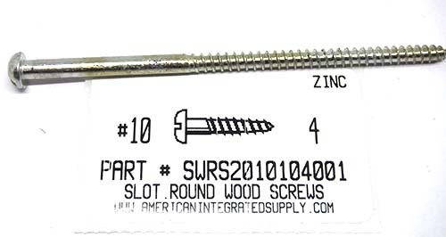 #10X4 ROUND HEAD SLOTTED WOOD SCREW STEEL ZINC PLATED (DISCONTINUED)