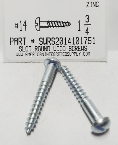 #14X1-3/4 ROUND HEAD SLOTTED WOOD SCREW STEEL ZINC PLATED (DISCONTINUED)