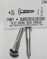 #16X1-1/2 ROUND HEAD SLOTTED WOOD SCREW STEEL ZINC PLATED (DISCONTINUED)