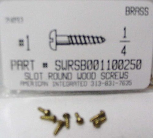 #1X1/4 ROUND HEAD SLOTTED WOOD SCREW BRASS