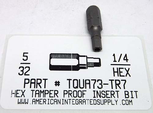 5/32 HEX TAMPER RESISTANT BIT 1/4 HEX