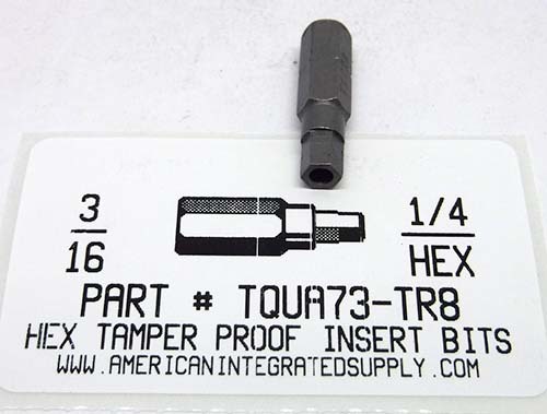 3/16 HEX TAMPER RESISTANT BIT 1/4 HEX