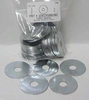 1/2 (17/32") X 2" X .080"-.051" TH. FENDER WASHER STEEL ZINC PLATED