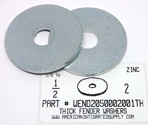 1/2"X2"X.108/.132 THICK FENDER WASHER STEEL ZINC