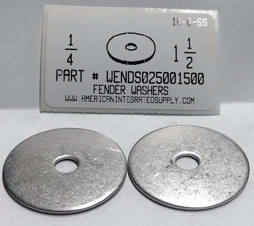 1/4"(9/32" INNER DIAMETER )X1-1/2" FENDER WASHER 18-8 STAINLESS STEEL