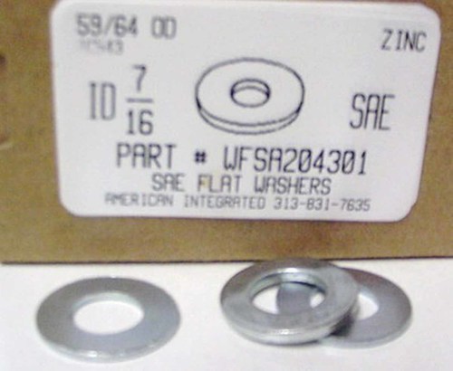 7/16 SAE FLAT WASHER STEEL ZINC PLATED 59/64" OUTER DIAMETER