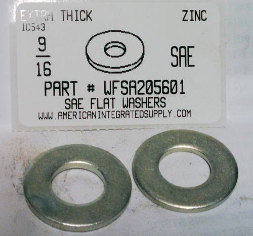 9/16 SAE FLAT WASHER STEEL ZINC PLATED 1-3/16" OUTER DIAMETER