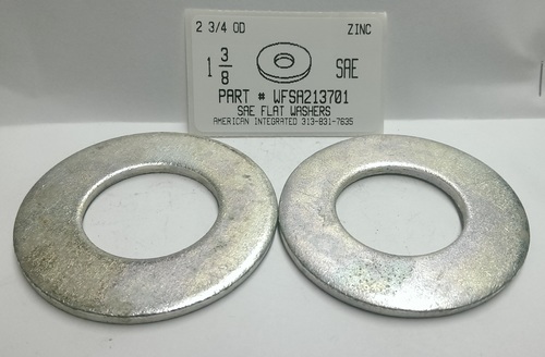 1-3/8 SAE FLAT WASHER STEEL ZINC PLATED 2-3/4" OUTER DIAMETER