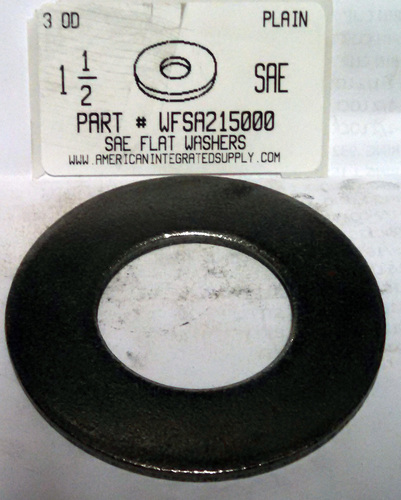 1-1/2 SAE FLAT WASHER STEEL PLAIN 3" OUTER DIAMETER