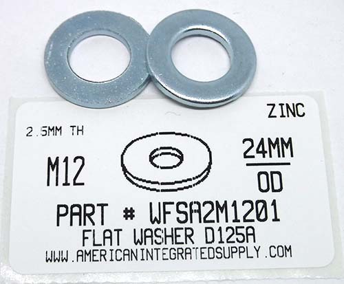 M12 FLAT WASHER STEEL ZINC PLATED D125A 13 IDX24 ODX2.5MM THICK