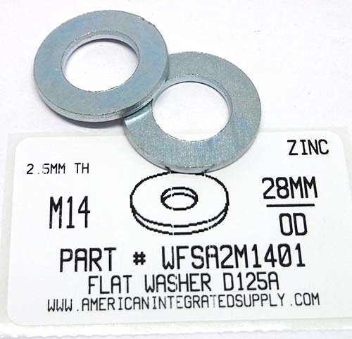 14MM FLAT WASHER STEEL ZINC PLATED D125A 15 IDX28 ODX2.5MM THICK