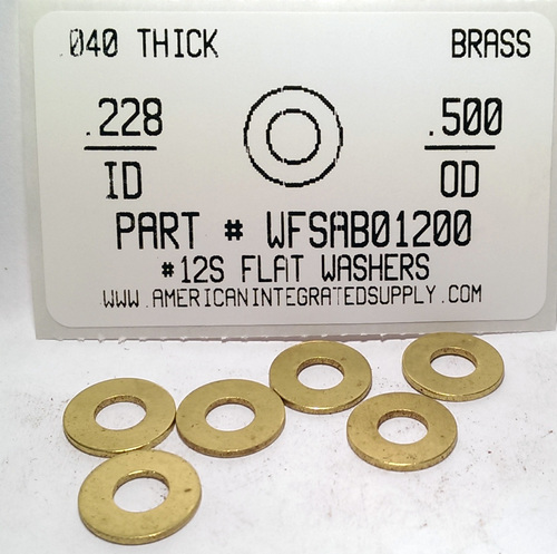 #12S FLAT WASHER BRASS .228X.500X.040