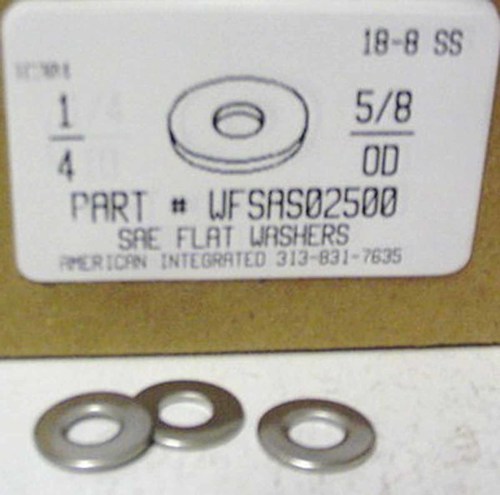 1/4 SAE FLAT WASHER 18-8 STAINLESS STEEL .281"IDX.625"ODX.080"-.051"TH