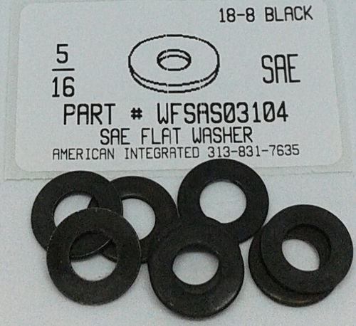 5/16 FLAT WASHER 18-8 STAINLESS STEEL BLACK OXIDE .343"ID X .750"OD X .050"TH +/-