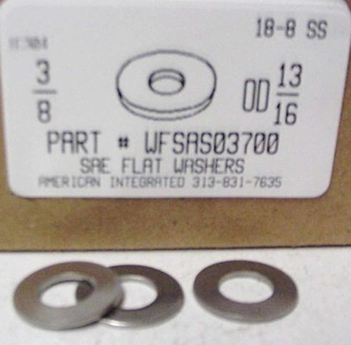 3/8 SAE FLAT WASHER 18-8 STAINLESS STEEL .406"IDX.812"ODX.080"-.051"TH