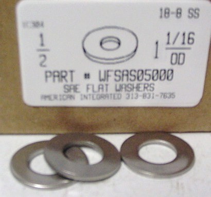 1/2 SAE FLAT WASHER 18-8 STAINLESS STEEL .531"IDX1.062"ODX.121"-.074"TH