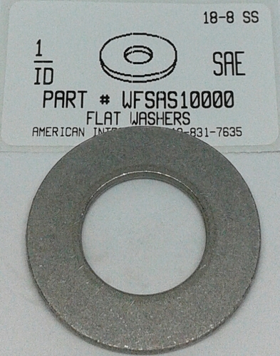 1" SAE FLAT WASHER 18-8 STAINLESS STEEL 1.062"IDX2.00"ODX.160"-.108"TH