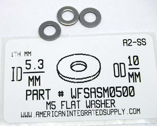 M5 FLAT WASHER A2 STAINLESS STEEL 5.3IDX10ODX1MM THICK D125A