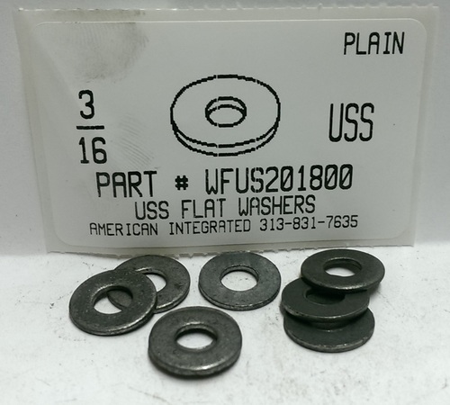 3/16 USS FLAT WASHER STEEL PLAIN .250' ID X .562" OD. 0.036"-0.065" TH +/-