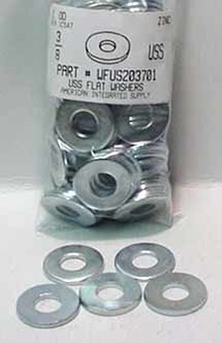 3/8 USS FLAT WASHER STEEL ZINC PLATED .438" ID X 1.000" OD. .064"-.104" TH +/-