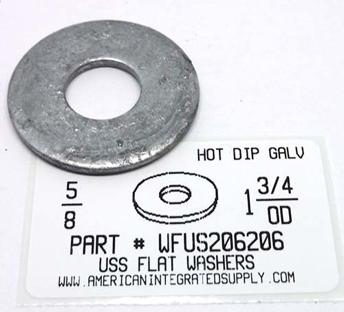 5/8 USS FLAT WASHER STEEL HOT DIPPED GALVANIZED 1-3/4" OUTER DIAMETER