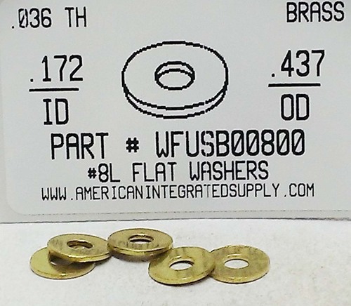 #8L FLAT WASHER BRASS .172X.437X.036