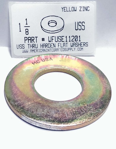 1-1/8" USS FLAT WASHER THRU HARDENED STEEL YELLOW ZINC PLATED