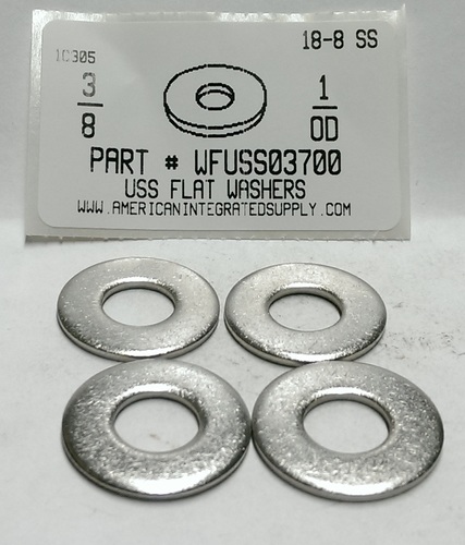 3/8 USS FLAT WASHER 18-8 STAINLESS STEEL .437"IDX1.00"ODX.104"-.064"TH