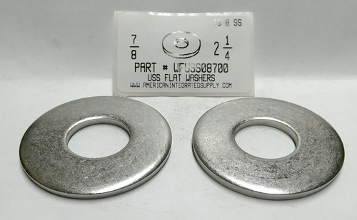 7/8 USS FLAT WASHER 18-8 STAINLESS STEEL .937"IDX2.25"ODX.192"-.136"TH